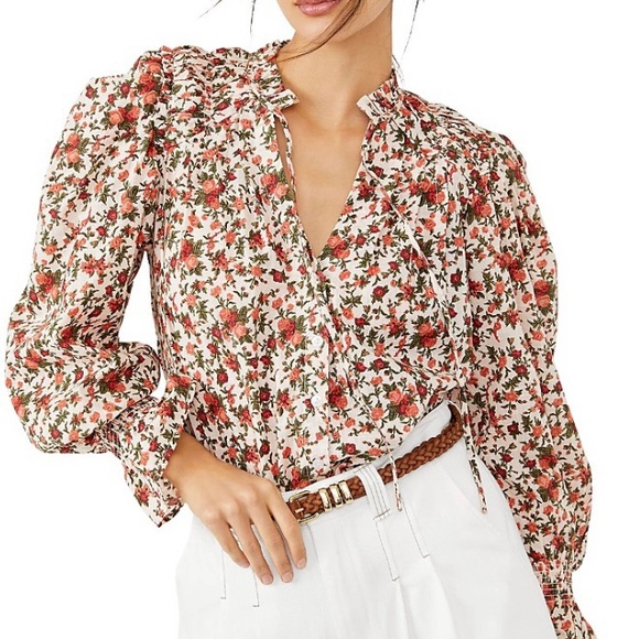 Free People Tops - NWT- Free People 100% Cotton Floral Top Size M